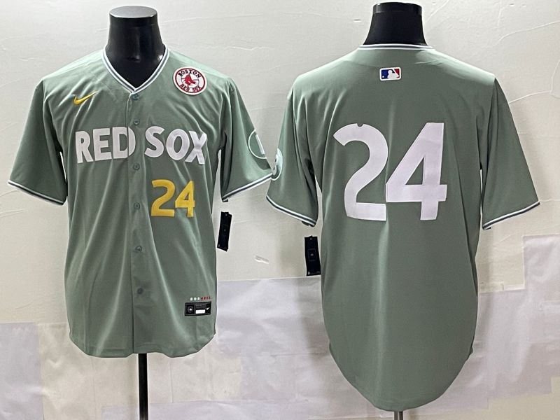 Men 2025 Boston Red Sox #24 No Name Light Green Joint Name Nike MLB Jersey style 6->boston red sox->MLB Jersey